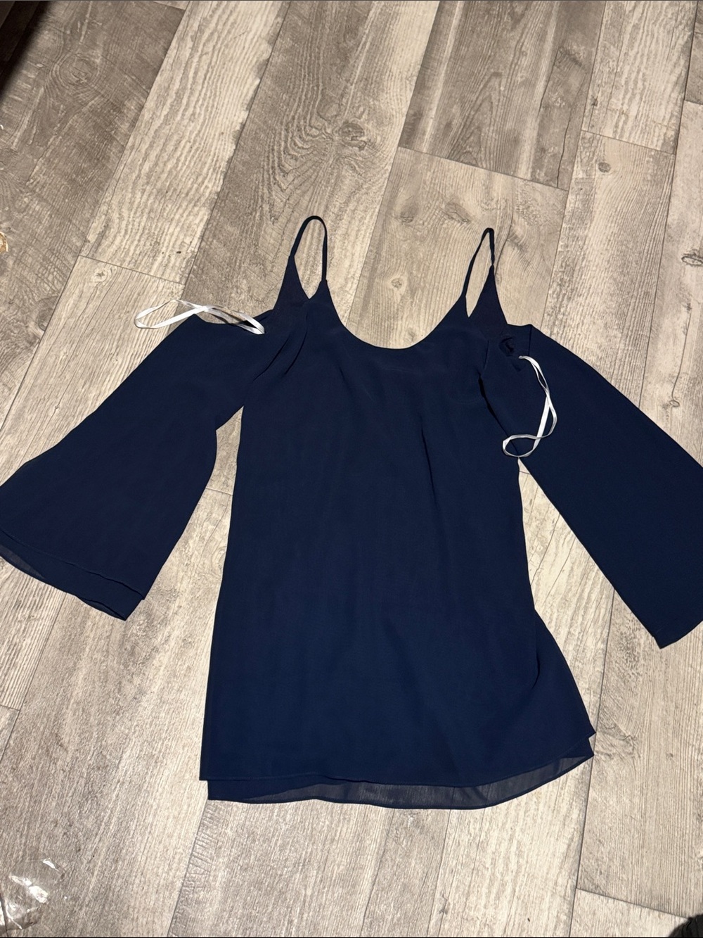 Lovers + Friends Navy Cold-Shoulder Spaghetti Strap Top